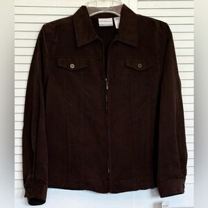Alfred Dunner Ladies Brown Faux Suede Jacket. Sz-14P. NWT